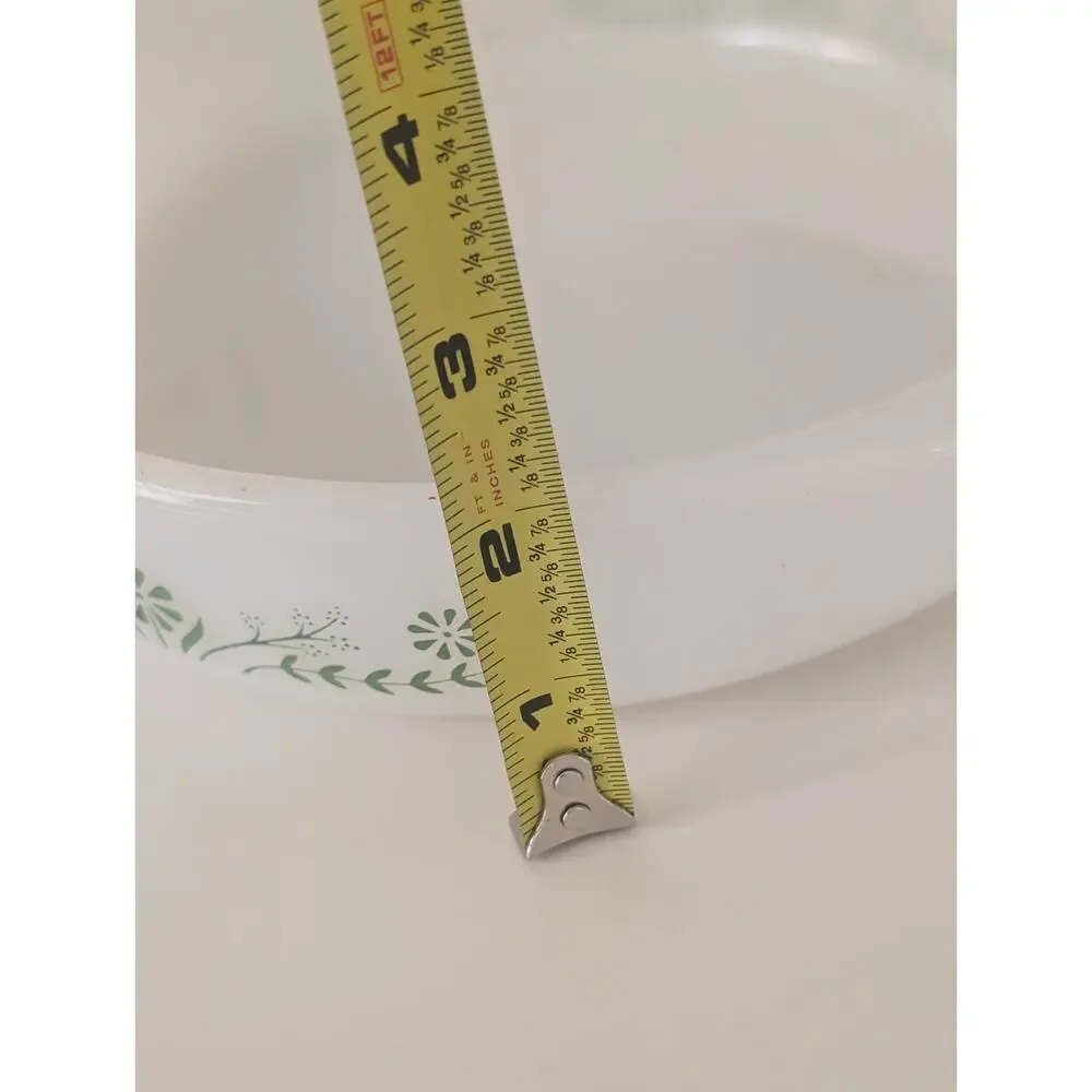 Vintage Glassmaker 8” Round Baking Dish Green Daisy USA Milk Glass